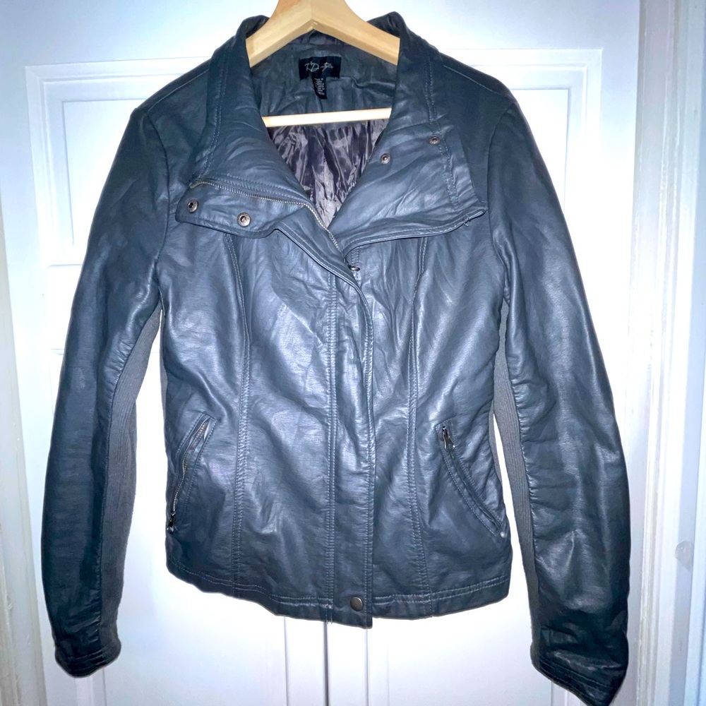 Gray Moto Jacket with stretch panels
